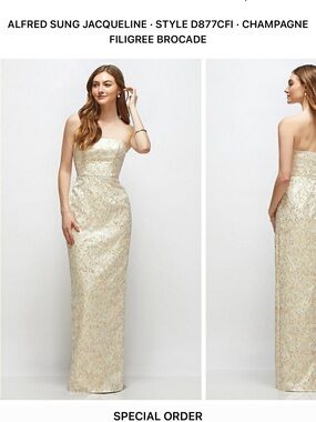 Alfred Sung Jacqueline Strapless Brocade Wedding Dress in Champagne